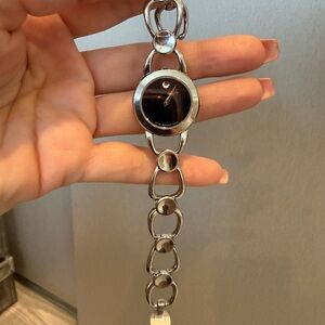 Movado Swiss Silver and Black Chain Link Watch
